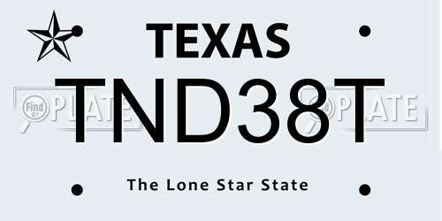 TND38T Texas License Plate