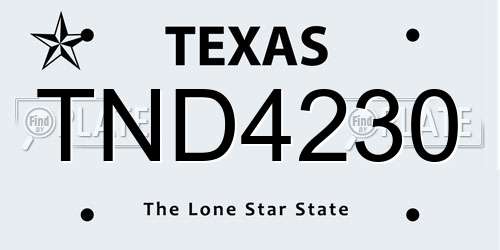 TND4230 Texas License Plate
