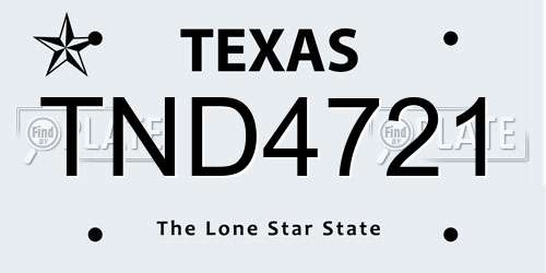 TND4721 Texas License Plate