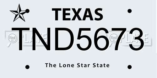 TND5673 Texas License Plate