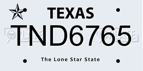 TND6765 Texas License Plate