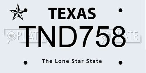 TND758 Texas License Plate