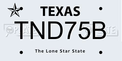 TND75B Texas License Plate