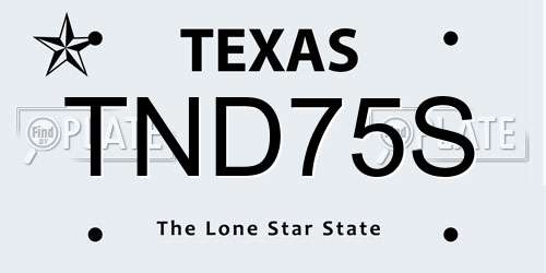 TND75S Texas License Plate
