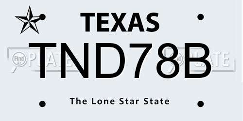 TND78B Texas License Plate