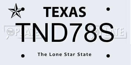 TND78S Texas License Plate