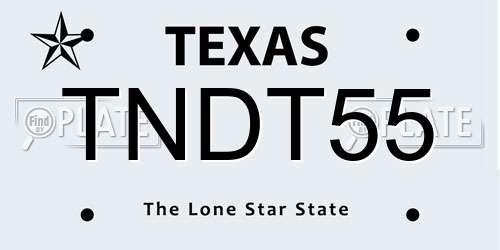 TNDT55 Texas License Plate