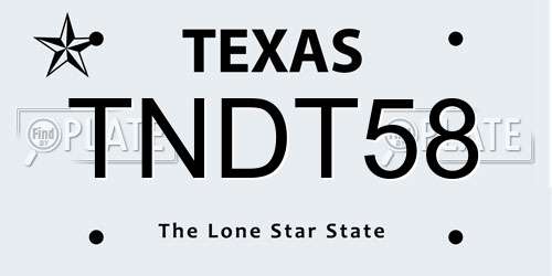 TNDT58 Texas License Plate