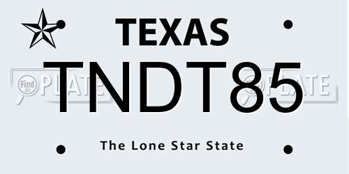 TNDT85 Texas License Plate