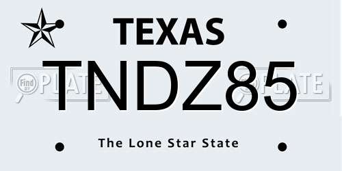 TNDZ85 Texas License Plate