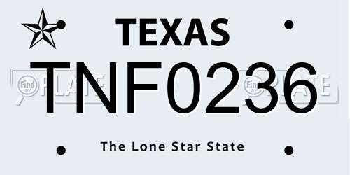 TNF0236 Texas License Plate