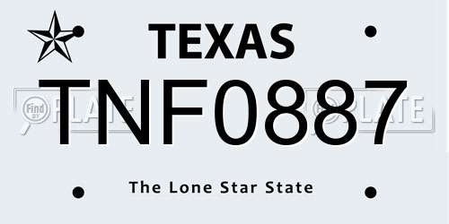 TNF0887 Texas License Plate