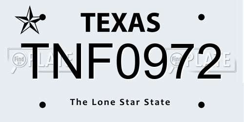 TNF0972 Texas License Plate