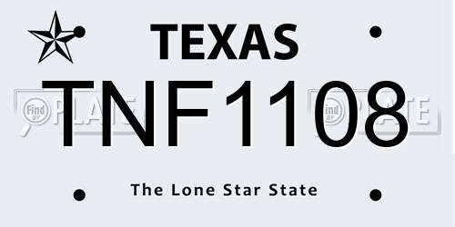 TNF1108 Texas License Plate