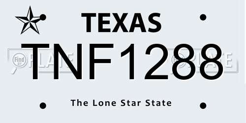 TNF1288 Texas License Plate