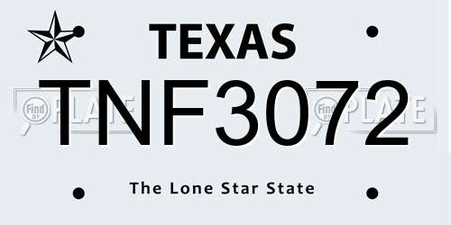 TNF3072 Texas License Plate