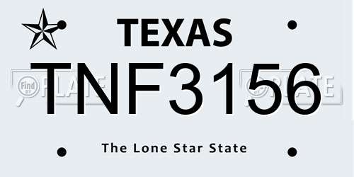 TNF3156 Texas License Plate