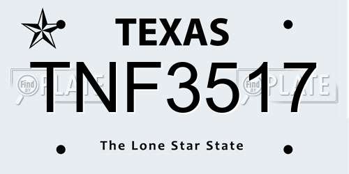TNF3517 Texas License Plate
