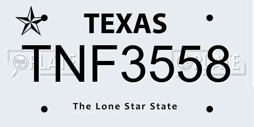 TNF3558 Texas License Plate