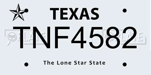 TNF4582 Texas License Plate