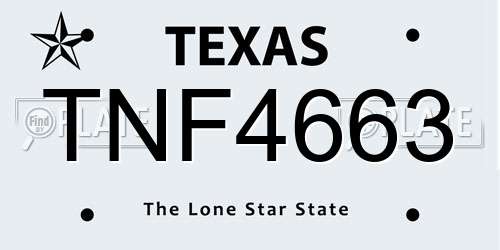 TNF4663 Texas License Plate