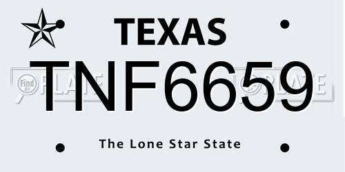 TNF6659 Texas License Plate