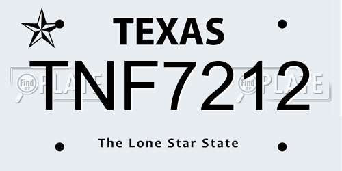 TNF7212 Texas License Plate