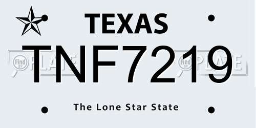 TNF7219 Texas License Plate