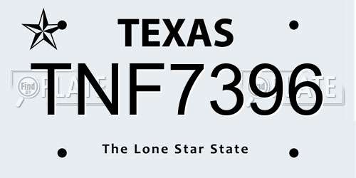 TNF7396 Texas License Plate