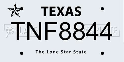 TNF8844 Texas License Plate