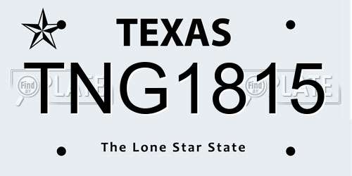 TNG1815 Texas License Plate
