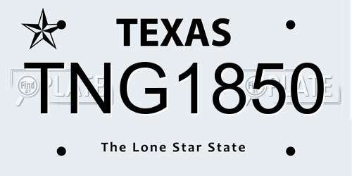 TNG1850 Texas License Plate