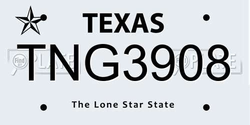 TNG3908 Texas License Plate