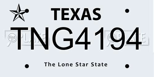 TNG4194 Texas License Plate