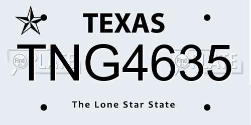 TNG4635 Texas License Plate
