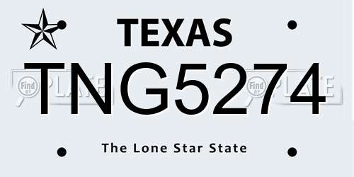 TNG5274 Texas License Plate