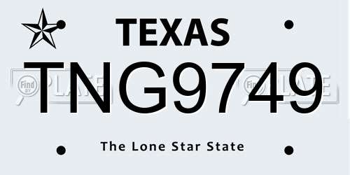TNG9749 Texas License Plate
