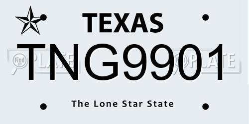 TNG9901 Texas License Plate