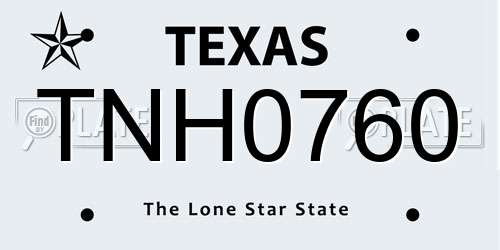 TNH0760 Texas License Plate