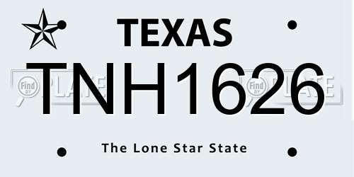TNH1626 Texas License Plate