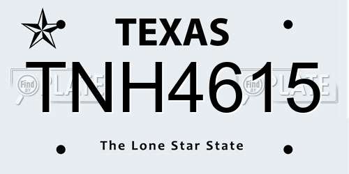 TNH4615 Texas License Plate