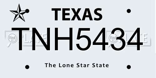 TNH5434 Texas License Plate