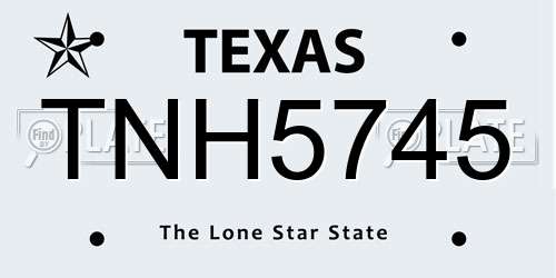 TNH5745 Texas License Plate