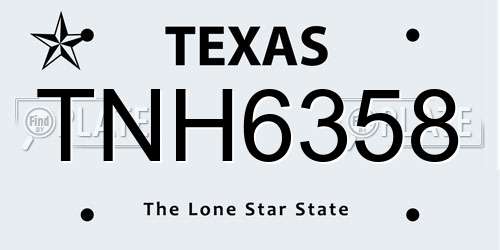 TNH6358 Texas License Plate