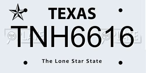 TNH6616 Texas License Plate