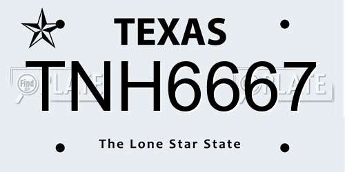 TNH6667 Texas License Plate