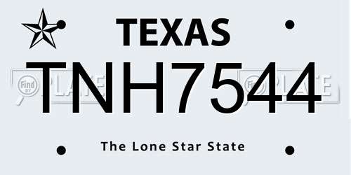 TNH7544 Texas License Plate