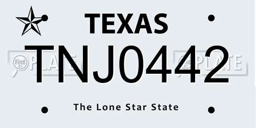 TNJ0442 Texas License Plate