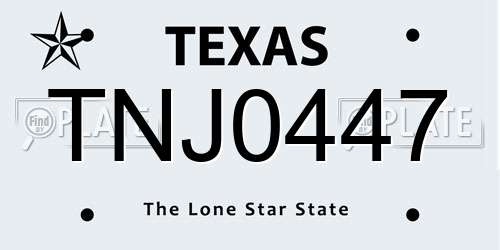 TNJ0447 Texas License Plate