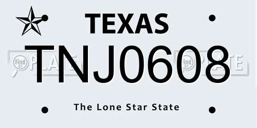 TNJ0608 Texas License Plate